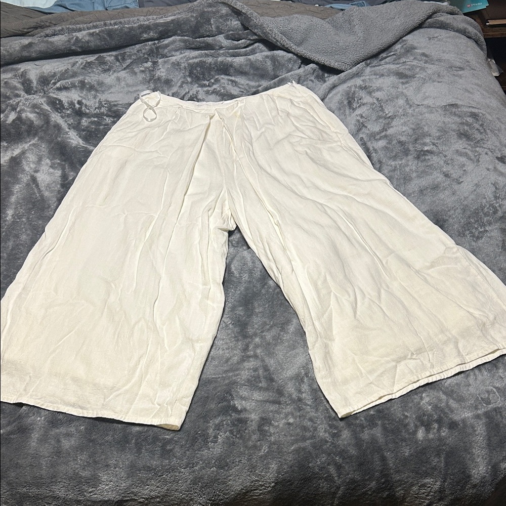 Elevenses Cream Wide-Leg linen blend Trousers size M